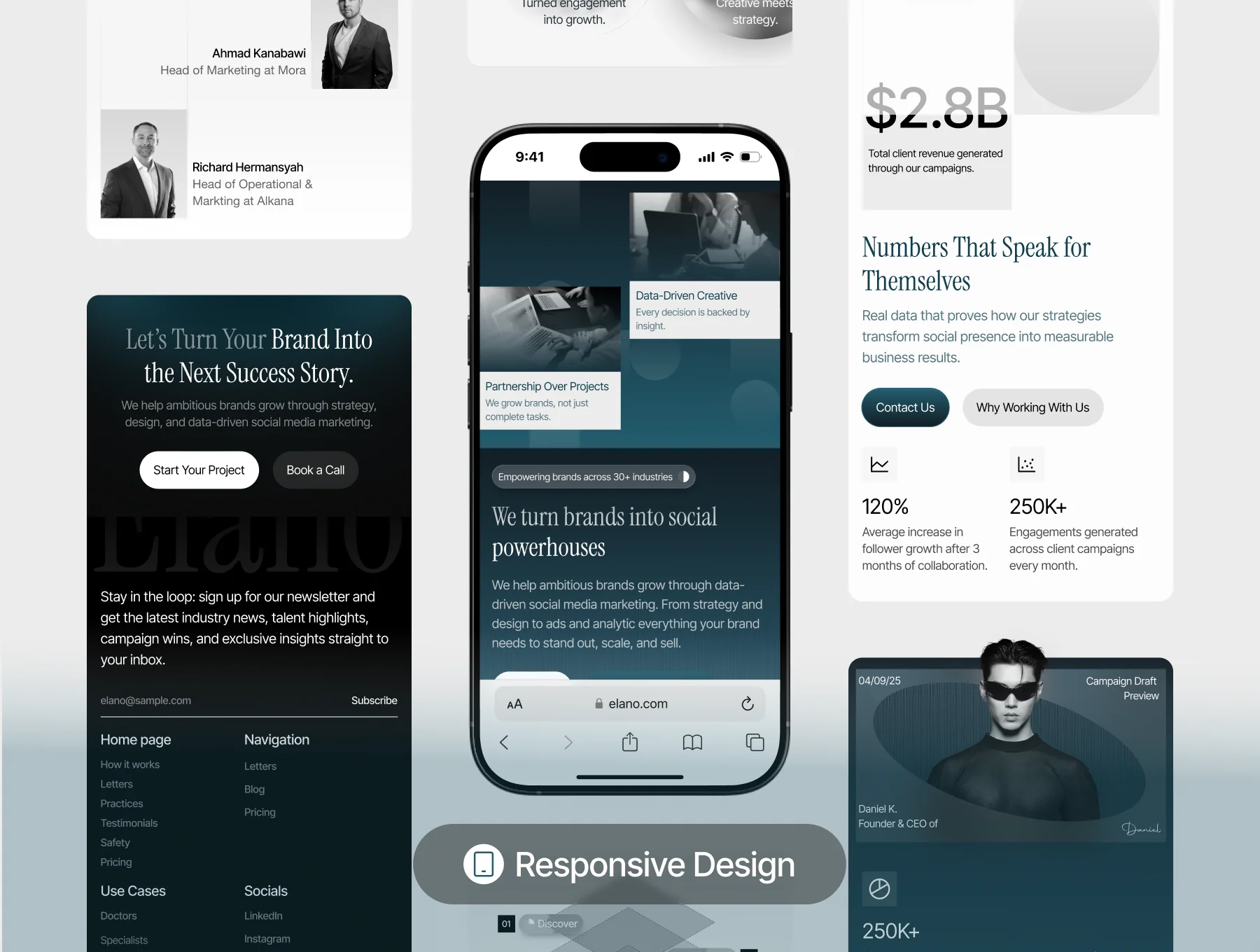 Elano - Social Media Agency Landing Page UI KIT 3