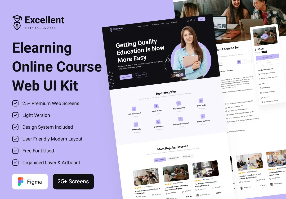 Elearning Online Course Web UI Kit