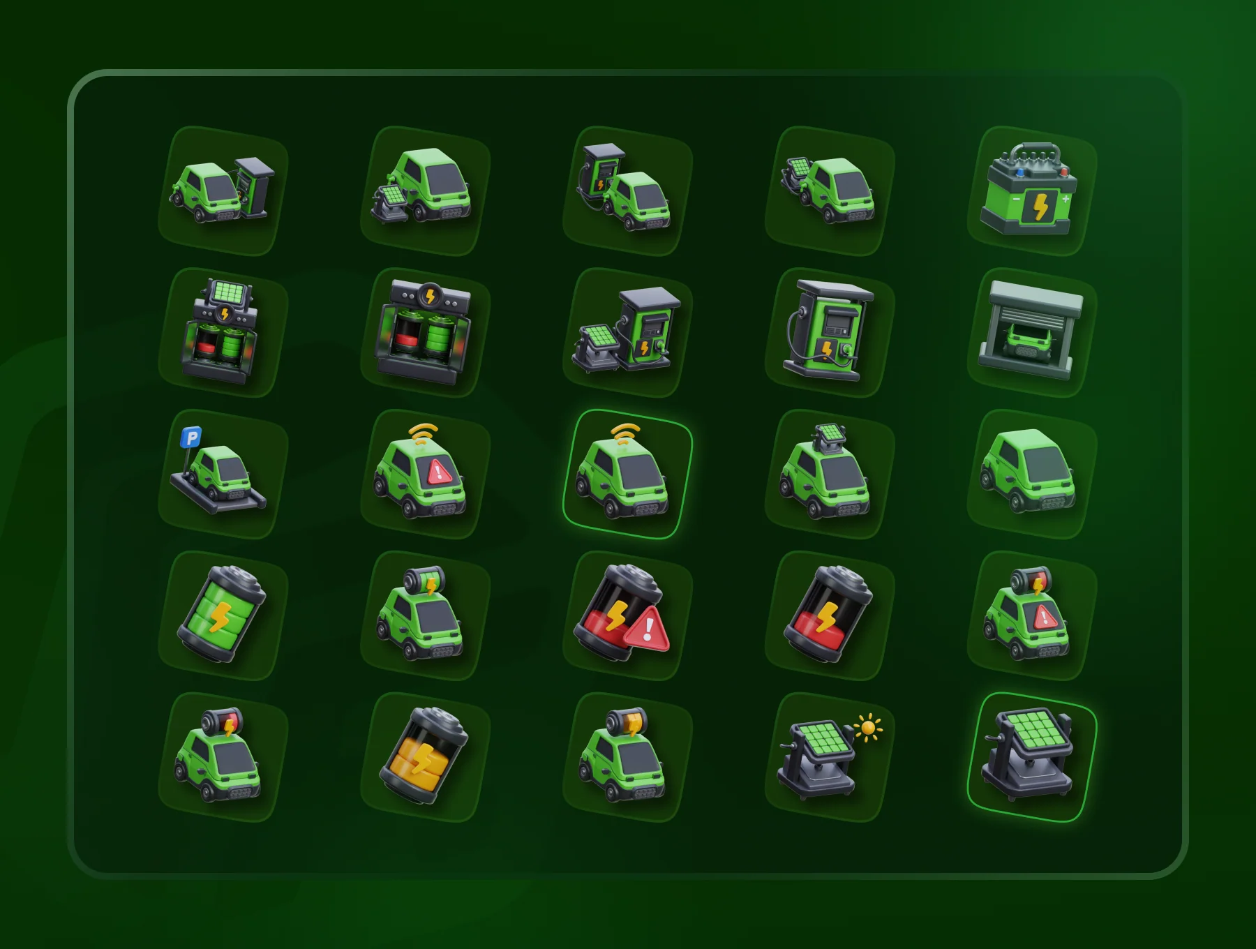 Electric Car 3D Icon Set 2
