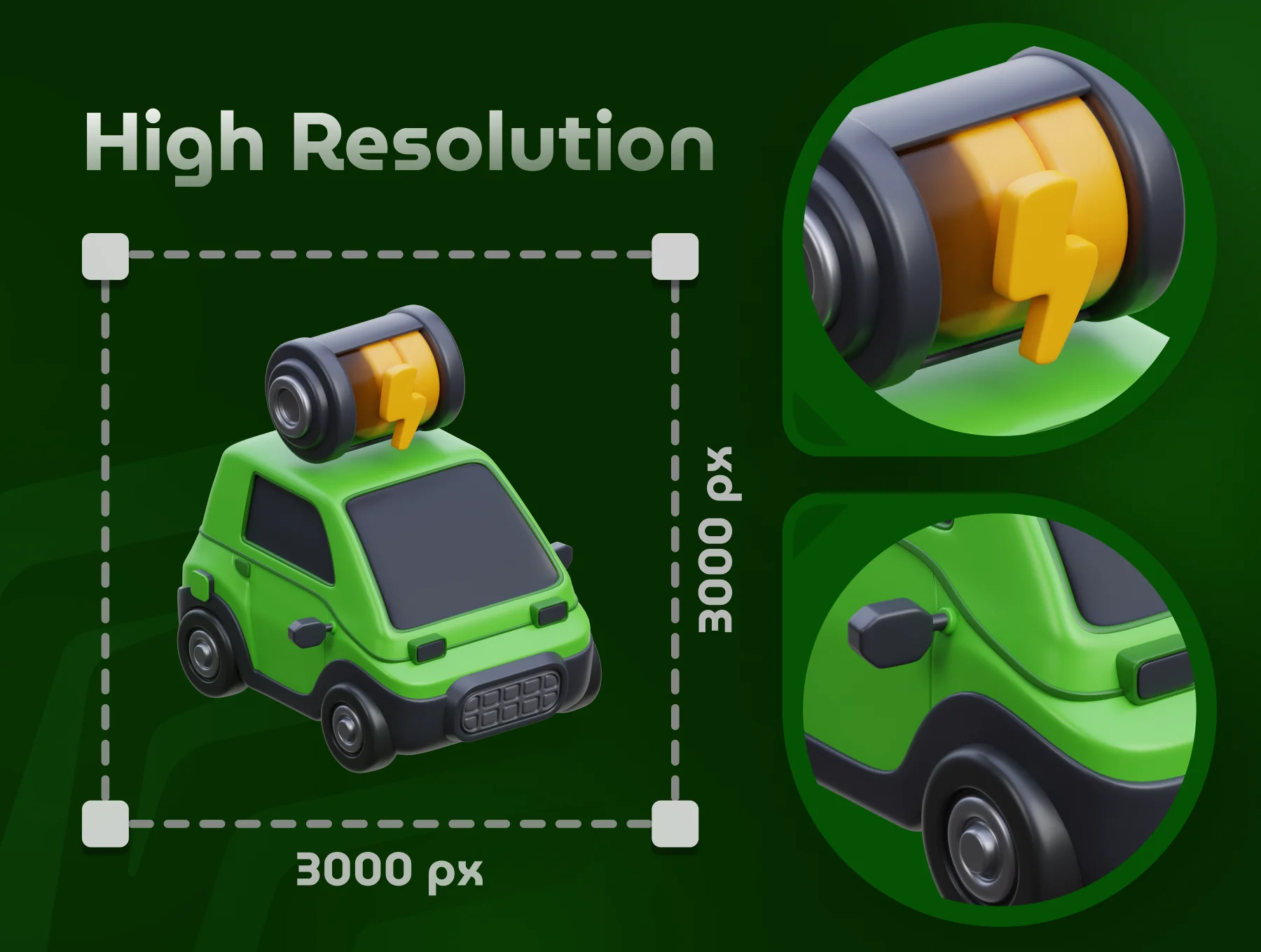 Electric Car 3D Icon Set 4