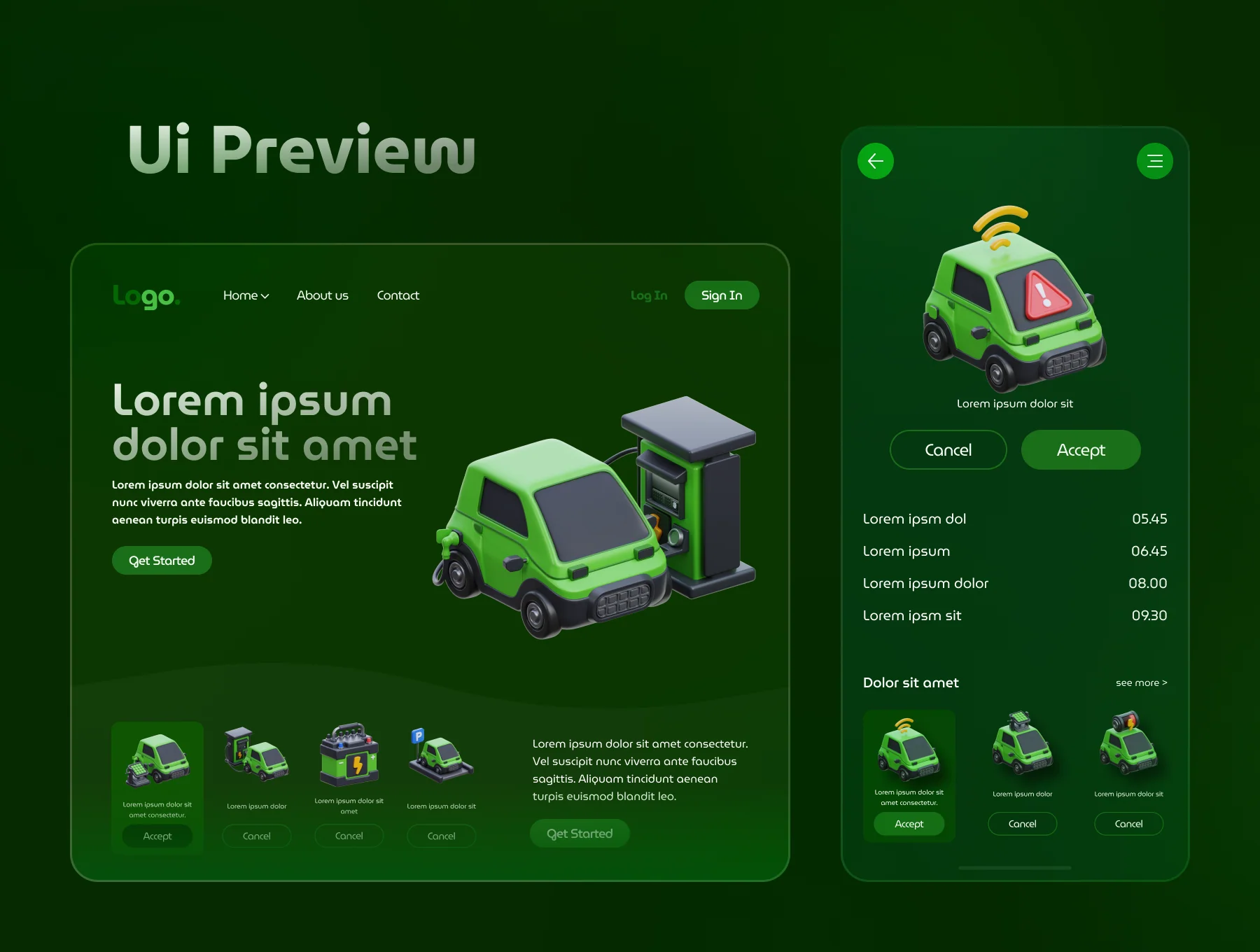 Electric Car 3D Icon Set 5