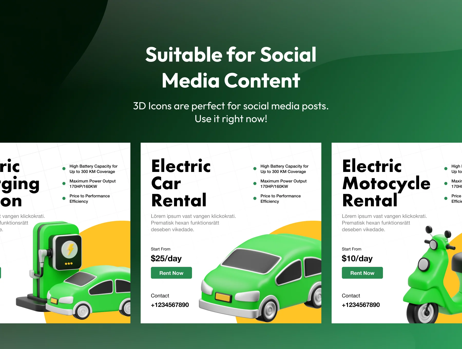 Electric Vehicle 3D Icon 4