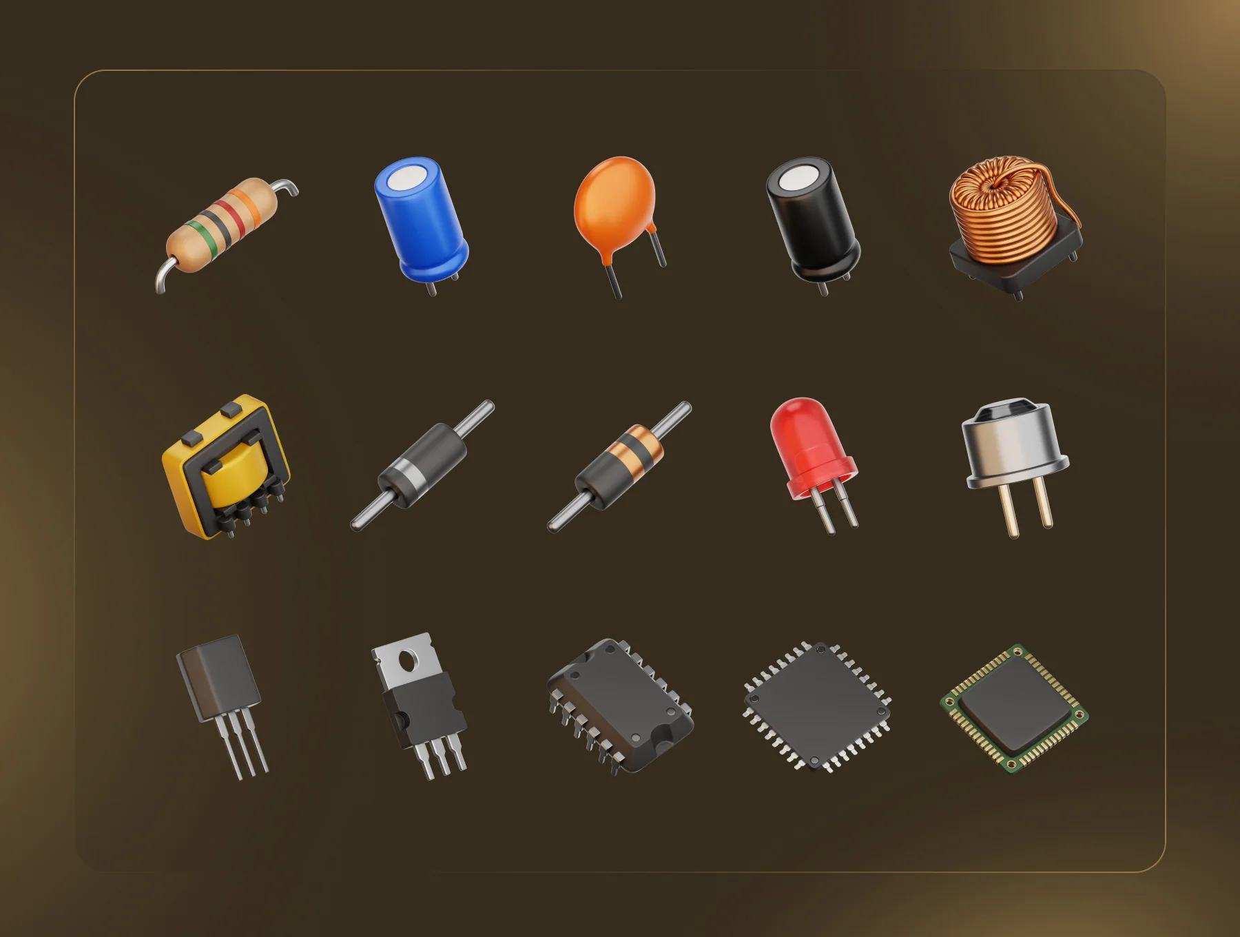 Electronic Components 3D Icon Set 5