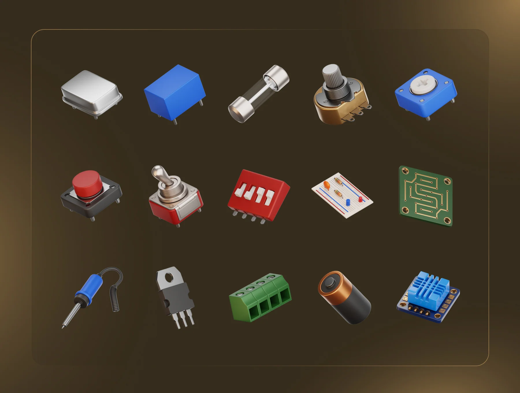 Electronic Components 3D Icon Set 6