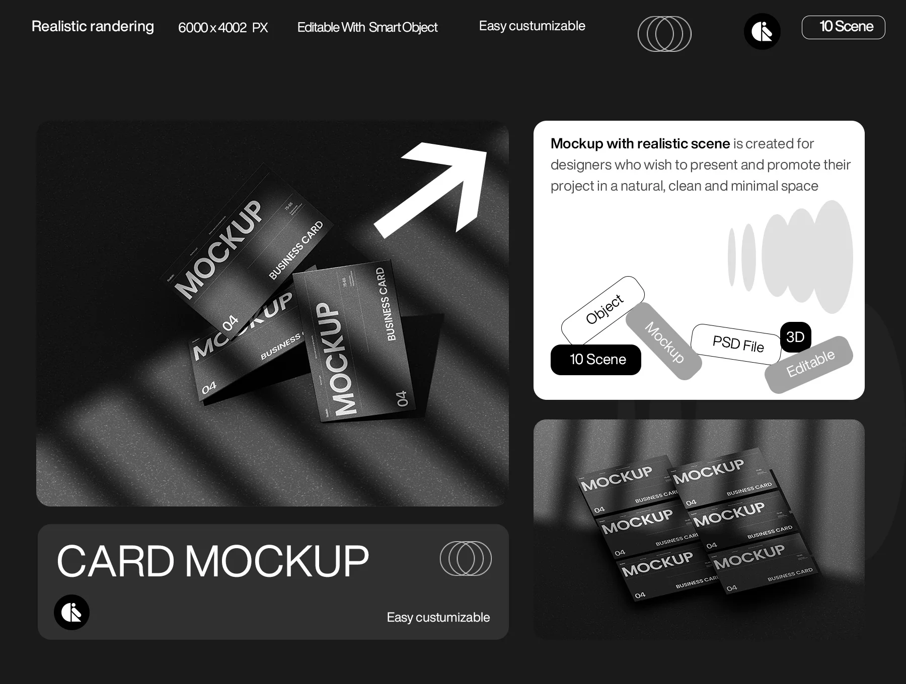 Elegant Black Business Card Mockup 5