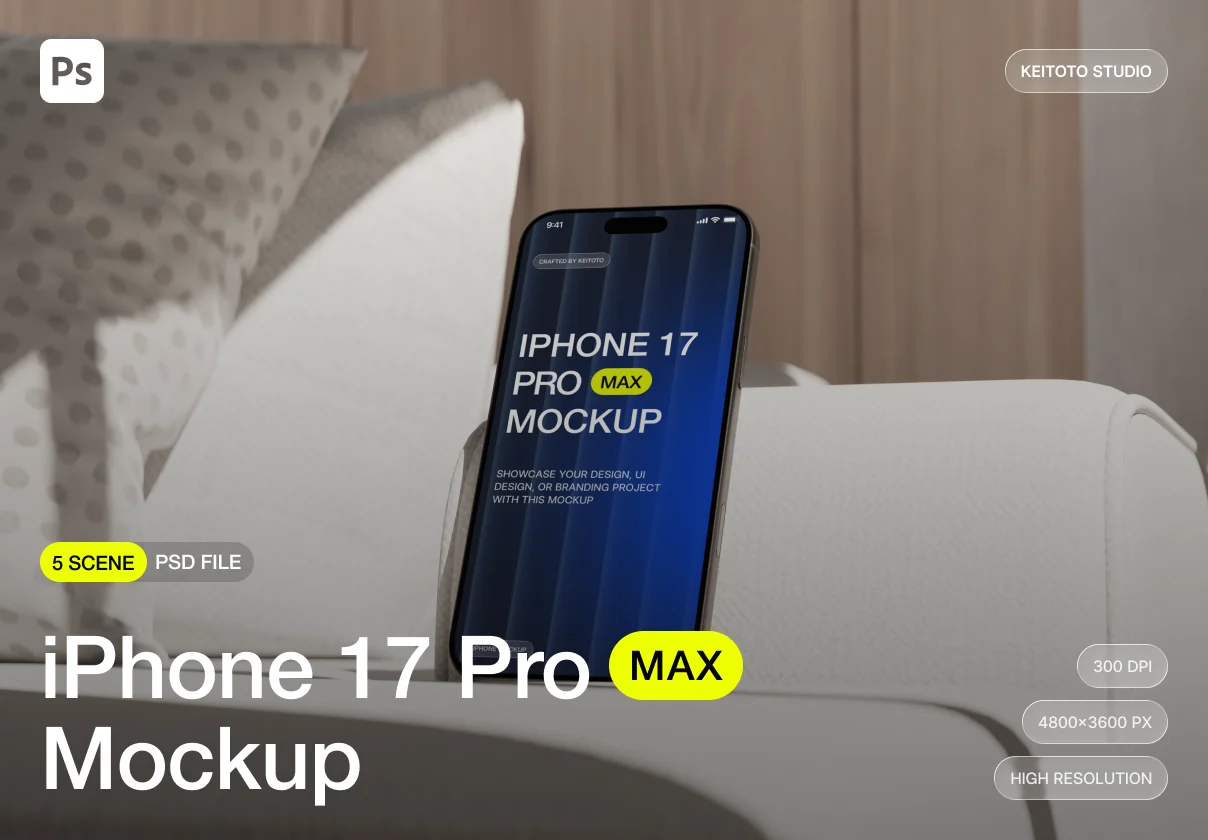 Elegant Home Scene iPhone 17 Pro Max Mockups Set