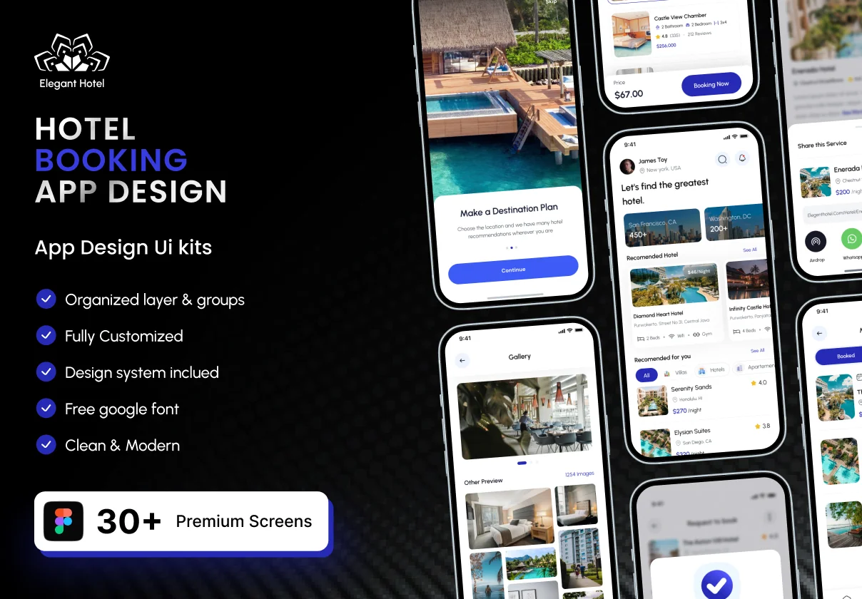 Elegant Hotel Booking App – Premium Hotel Booking Mobile App UI Kit