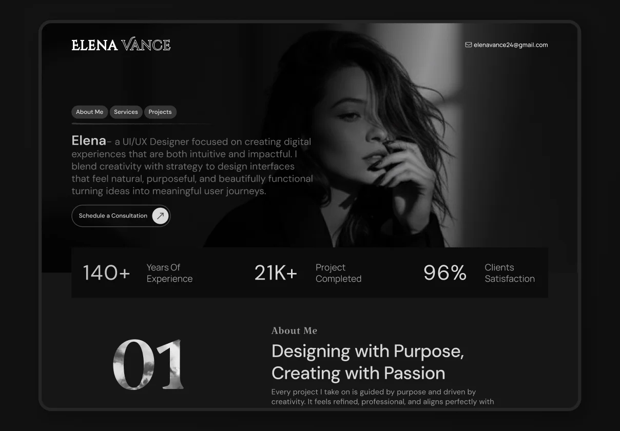 Elena Vance — Personal Portfolio Framer Template