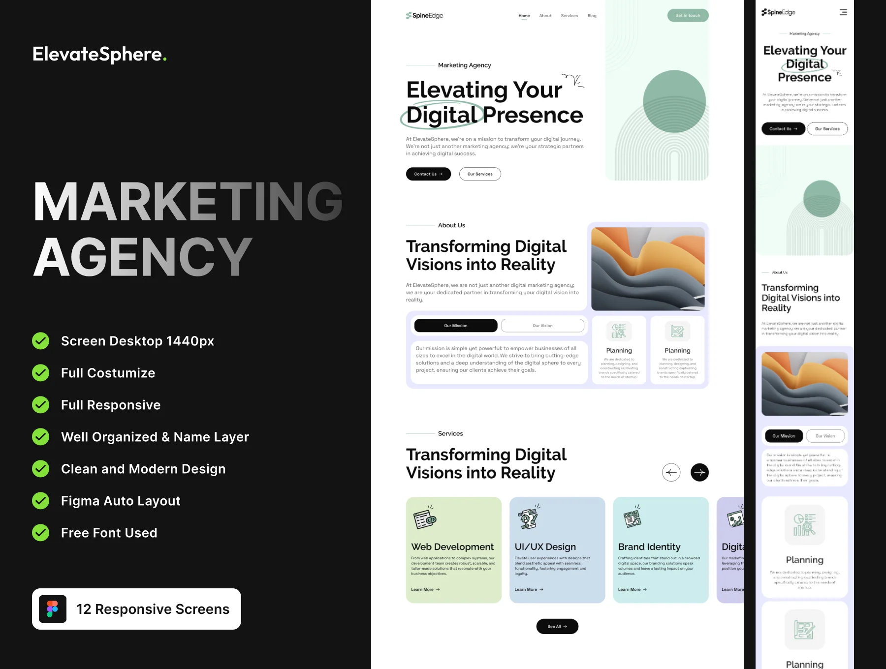 ElevateSphere - Marketing Agency Website Template - UI Template