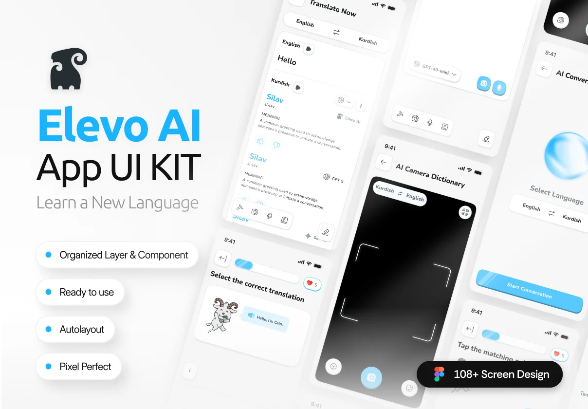 Elevo AI - Language Learning App UI Kit