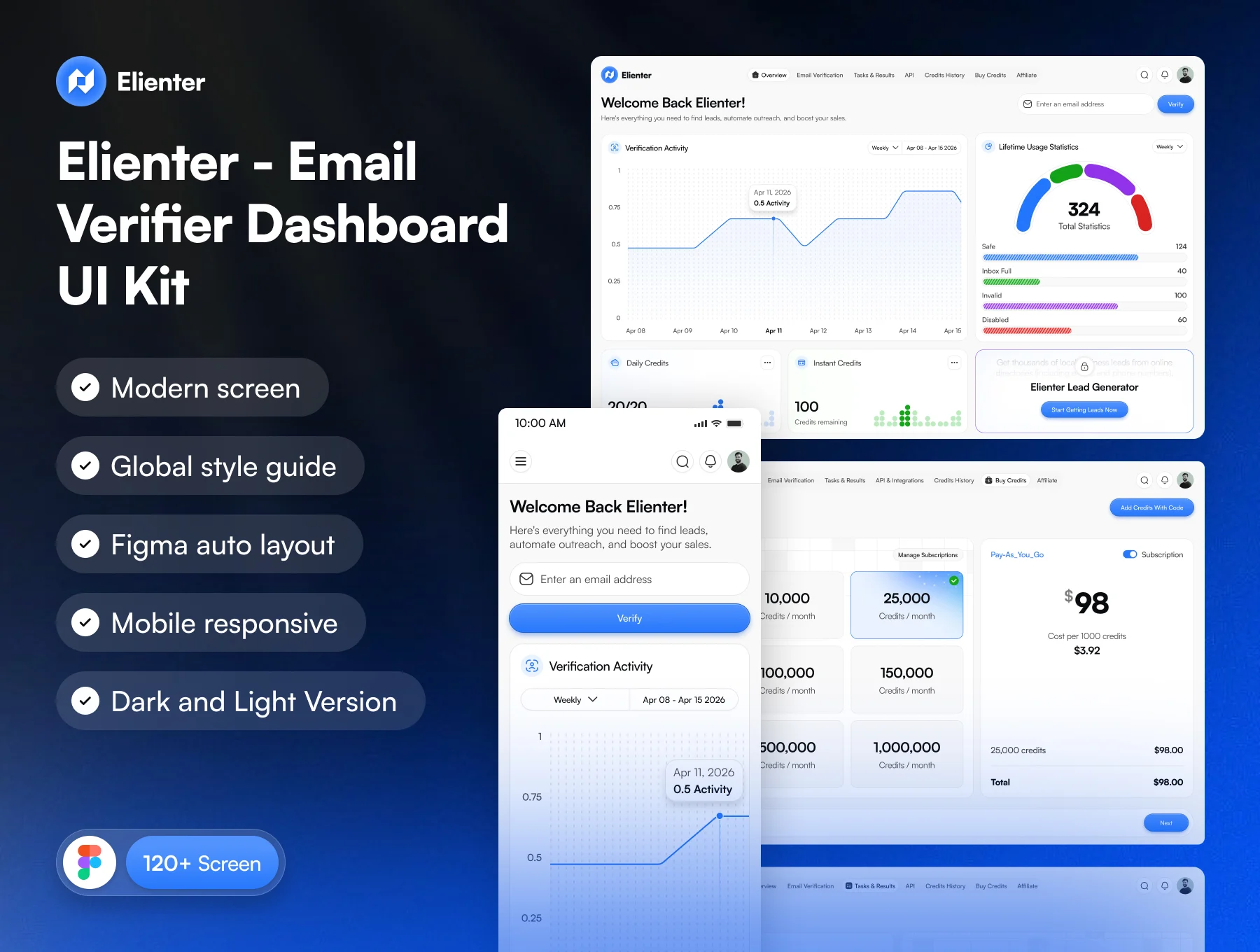 Elienter – Email Verifier Dashboard UI Kit