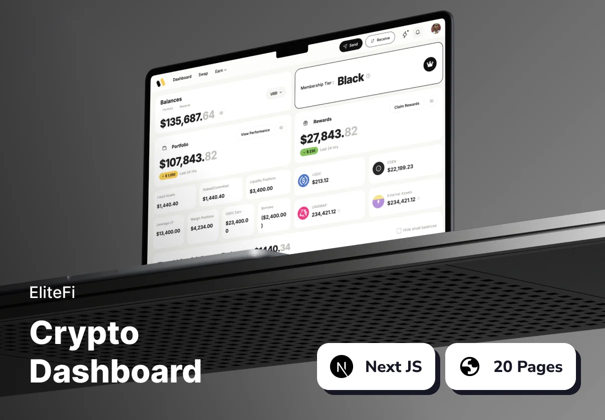 EliteFi - Crypto Dashboard Template