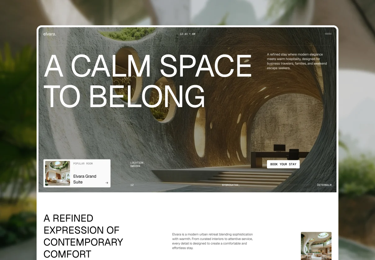 Elvara – Hotel & Resort Website UI Figma Template