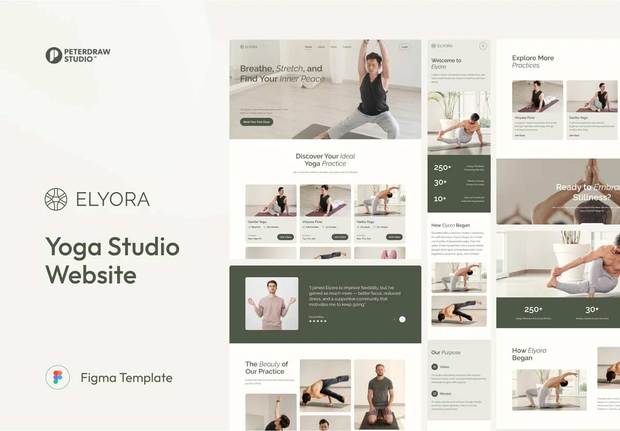Elyora - Yoga Studio Website UI Figma Template