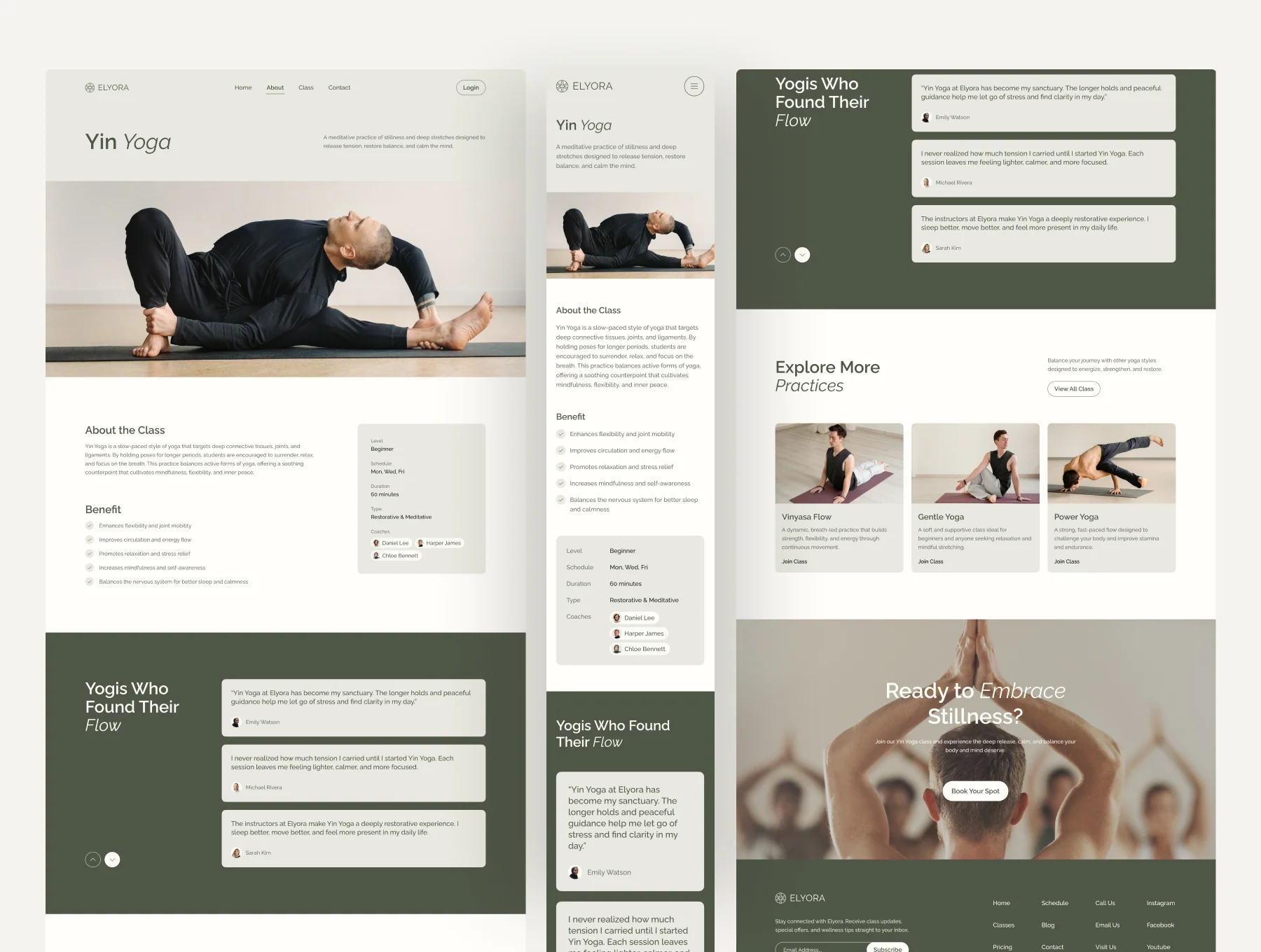 Elyora - Yoga Studio Website UI Figma Template 4