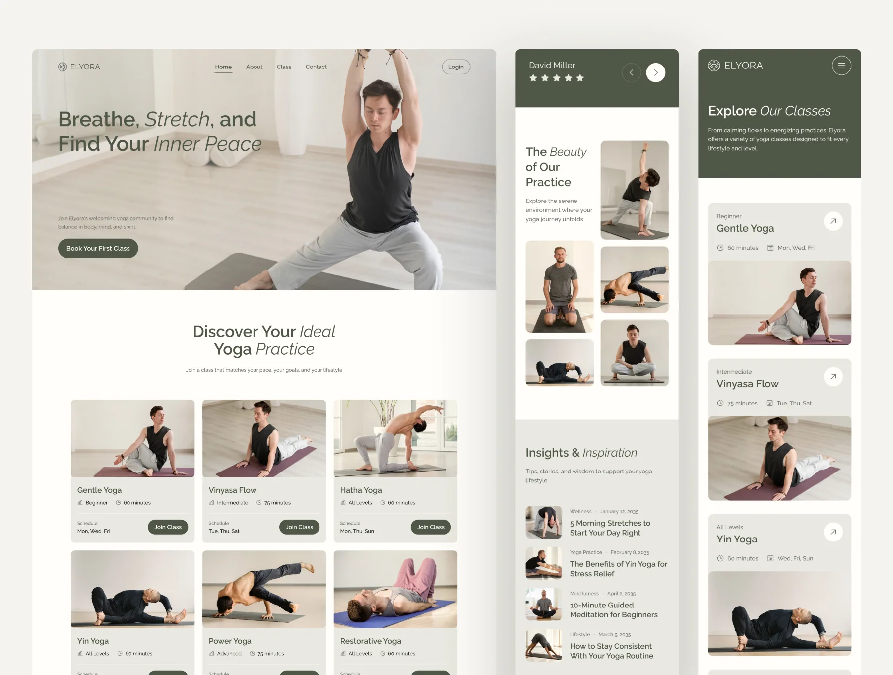 Elyora - Yoga Studio Website UI Figma Template 6