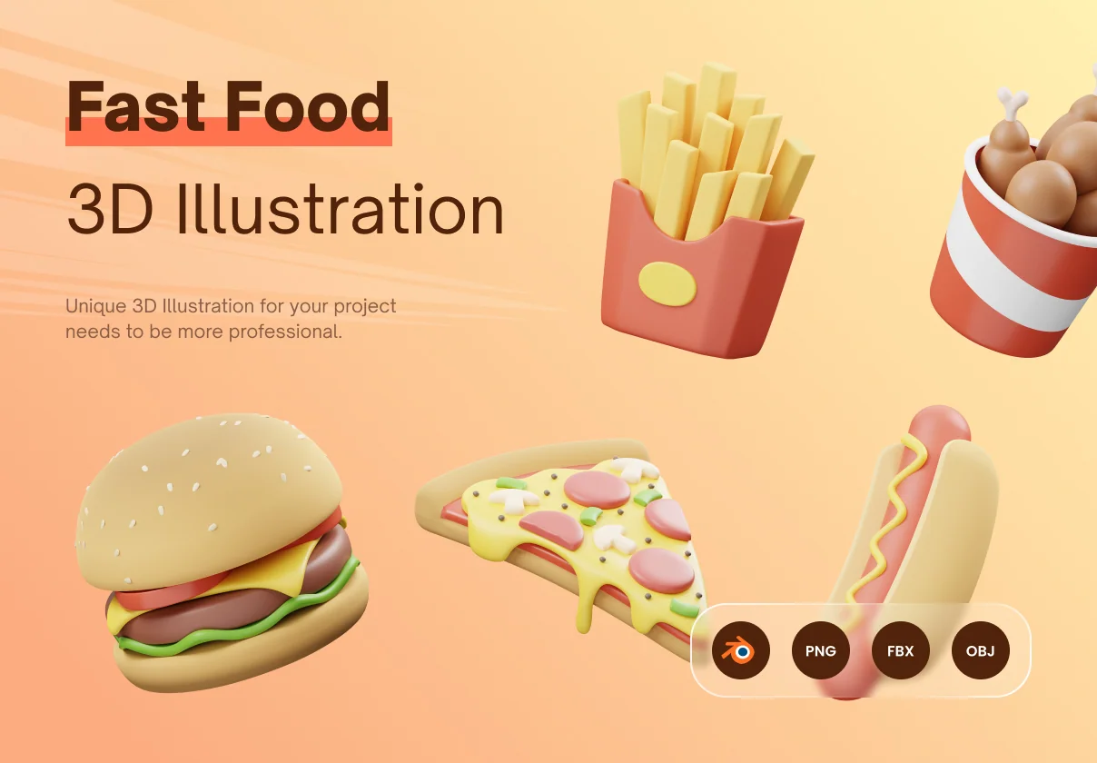 EMAMFOOD: 3D Fast Food and Drink Icons