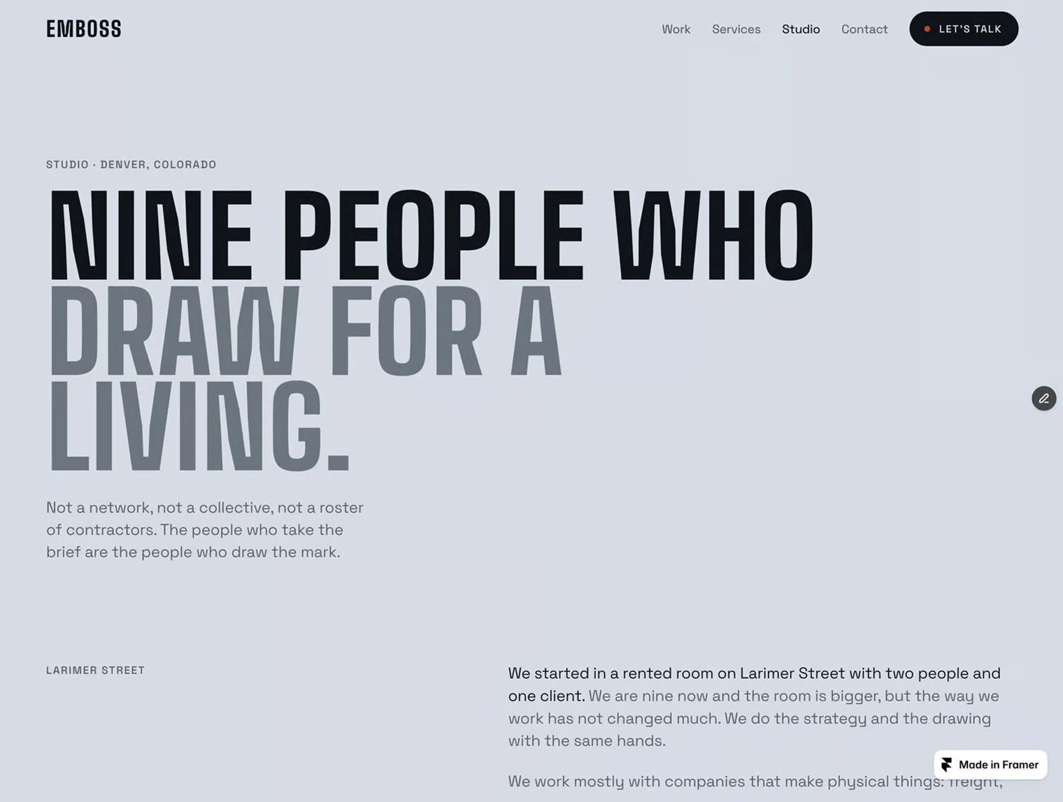 Emboss - Design Agency Framer Site 3