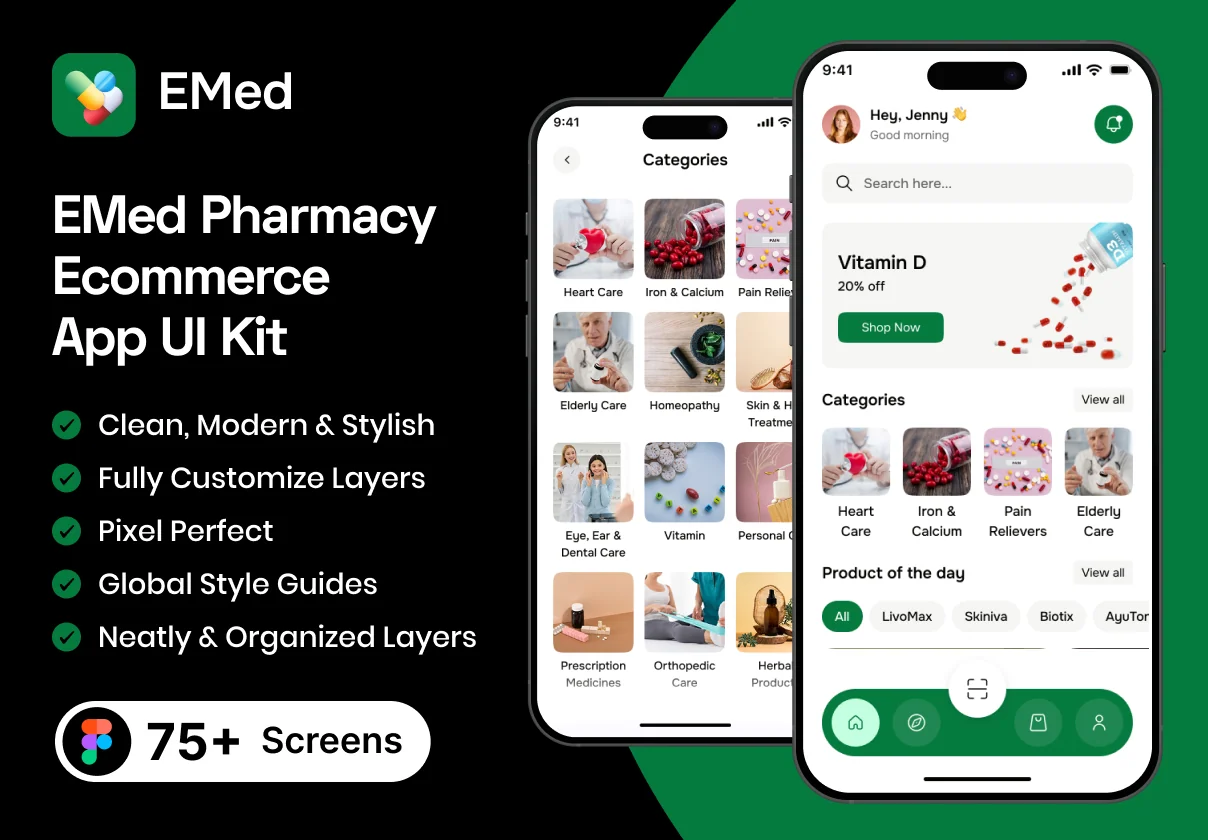EMed - Pharmacy Mobile App UI Kit