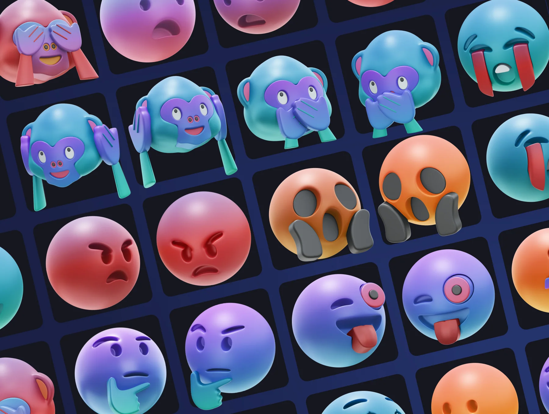 HUUUGE Gradient And Gold Emoji 3D Pack 9