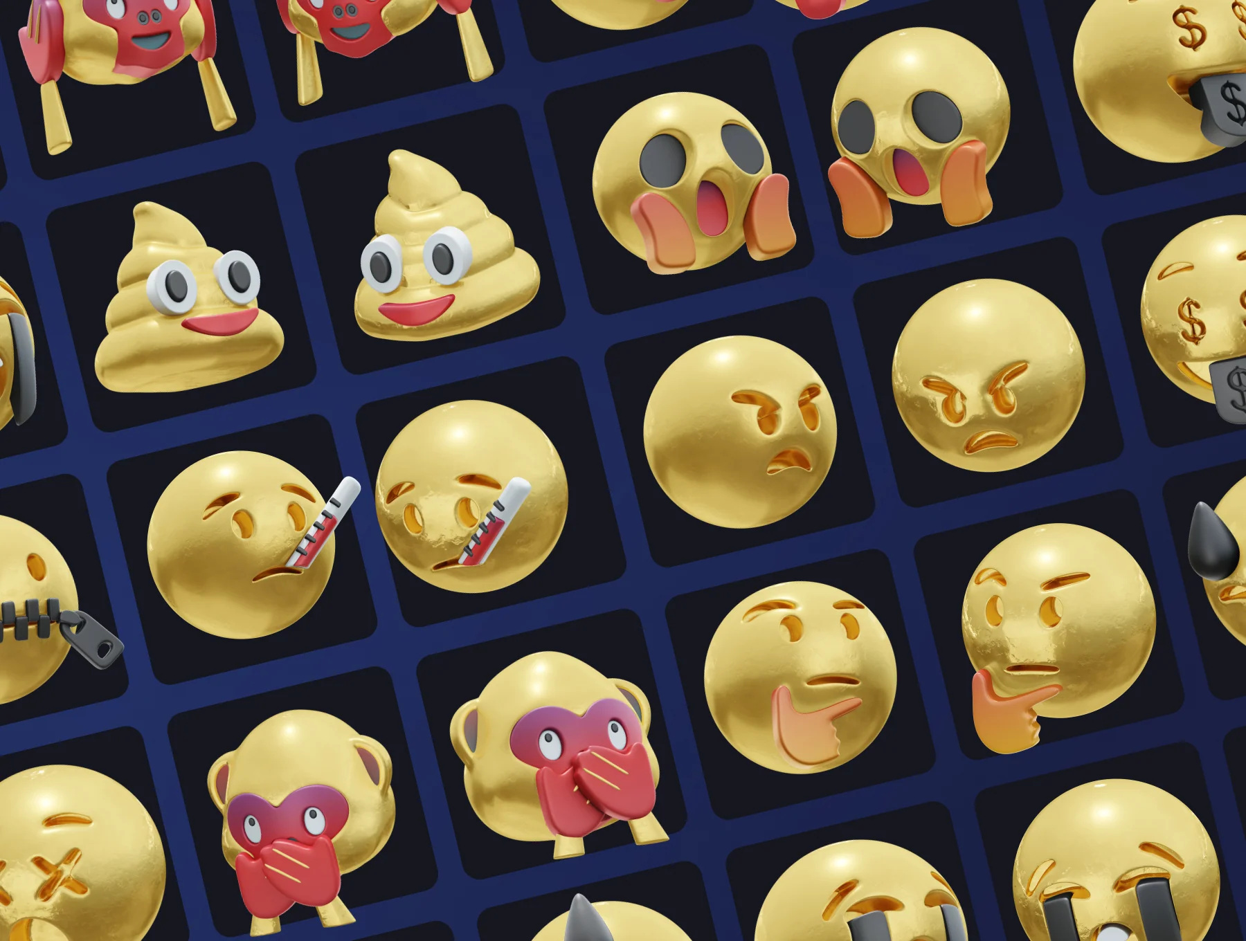HUUUGE Gradient And Gold Emoji 3D Pack 10