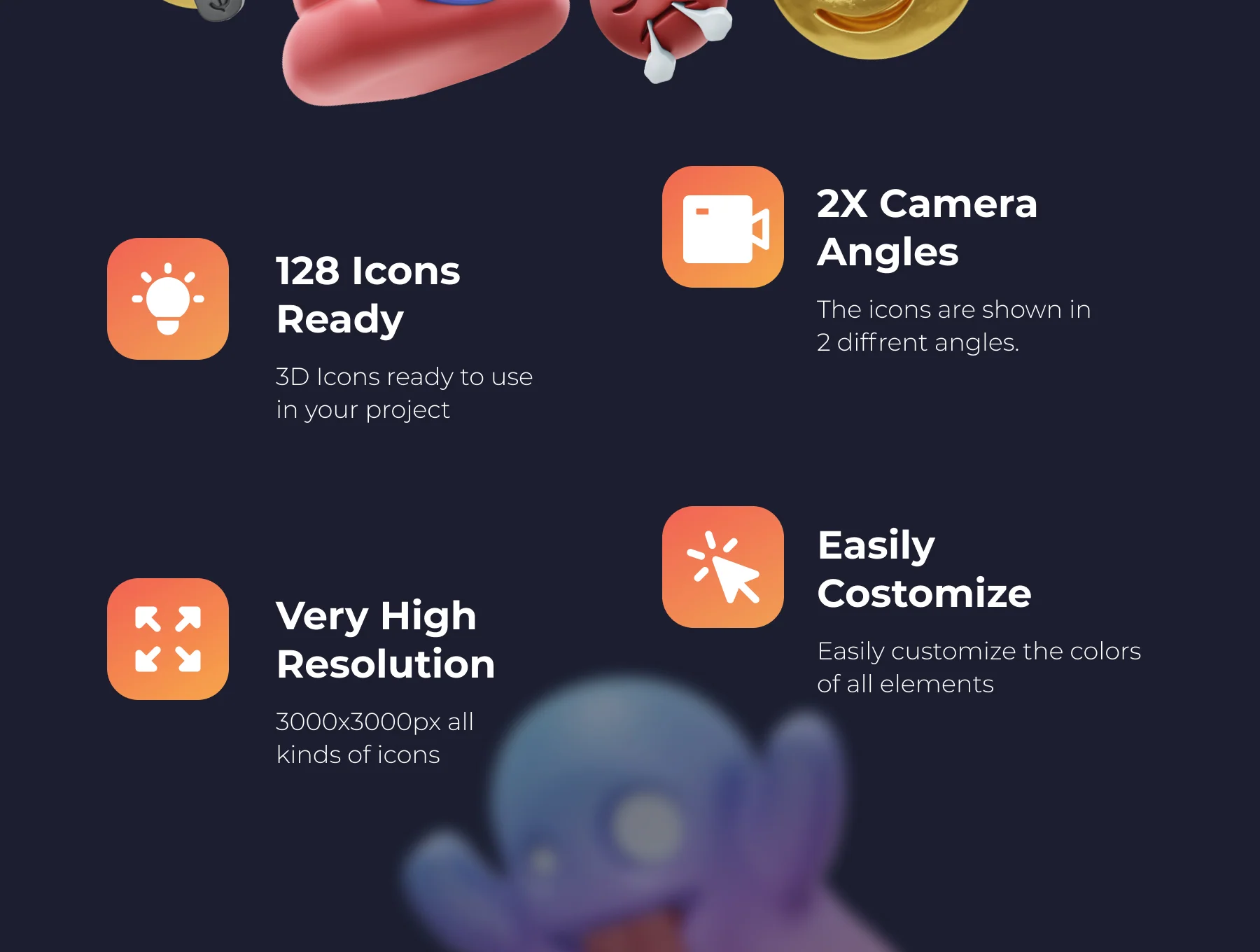 HUUUGE Gradient And Gold Emoji 3D Pack 3