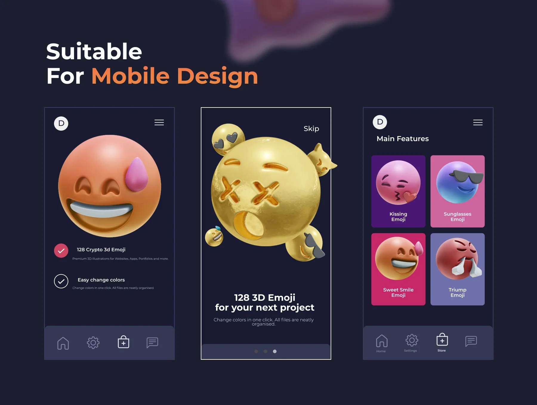 HUUUGE Gradient And Gold Emoji 3D Pack 5