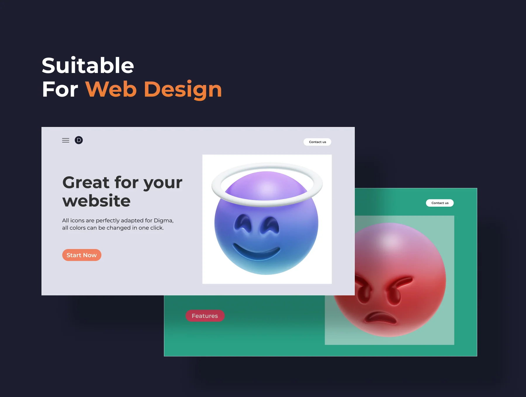 HUUUGE Gradient And Gold Emoji 3D Pack 6