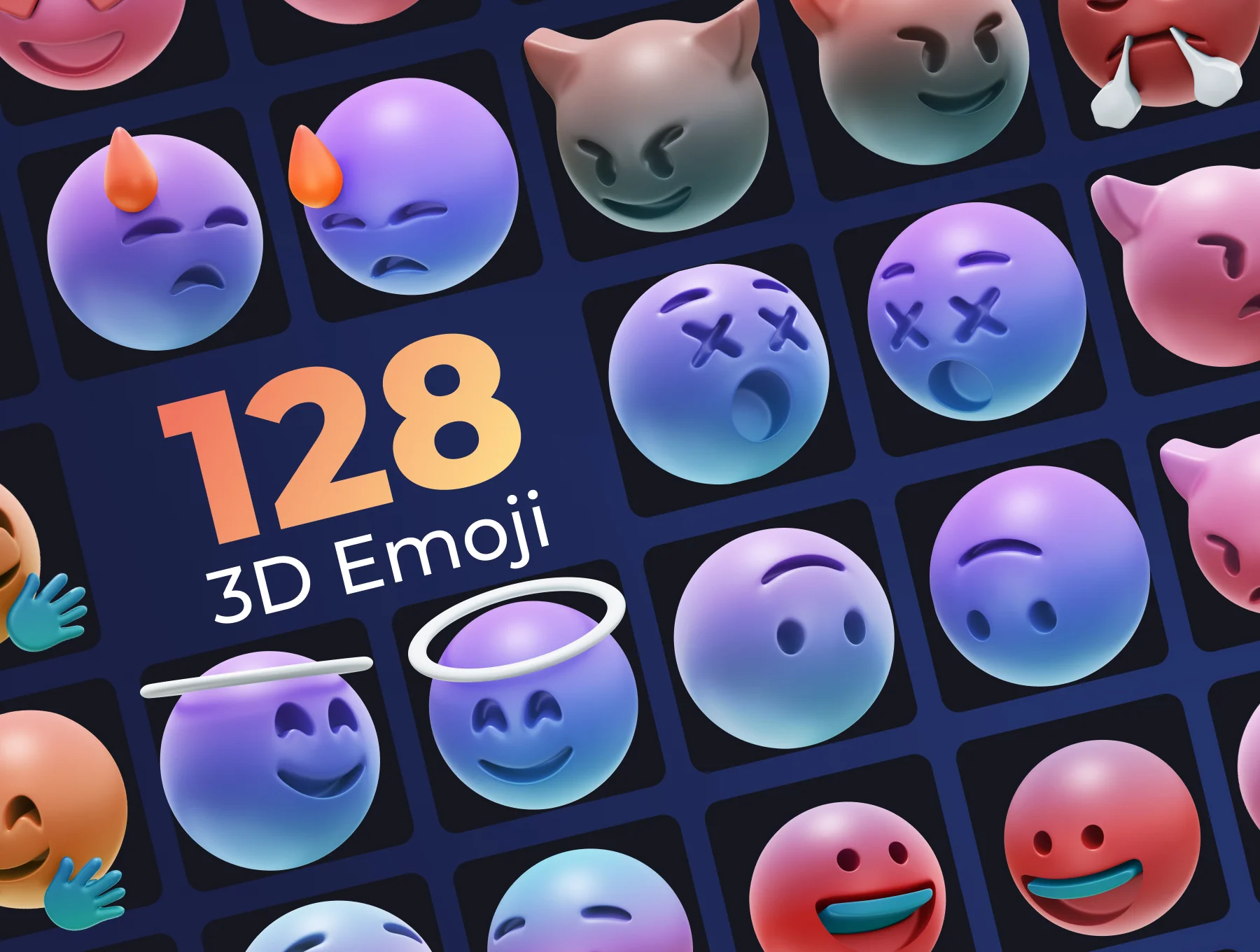 HUUUGE Gradient And Gold Emoji 3D Pack 7