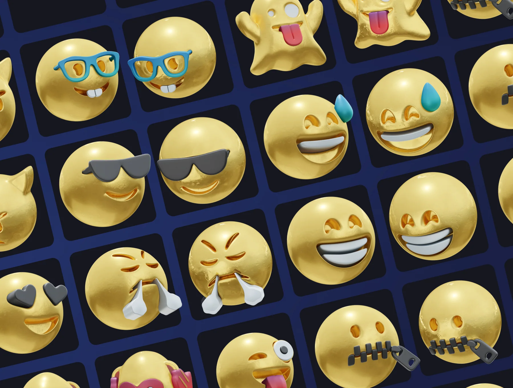 HUUUGE Gradient And Gold Emoji 3D Pack 8