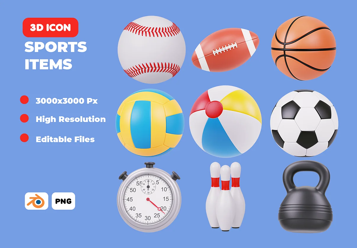 Sport Items 3D Icon Pack