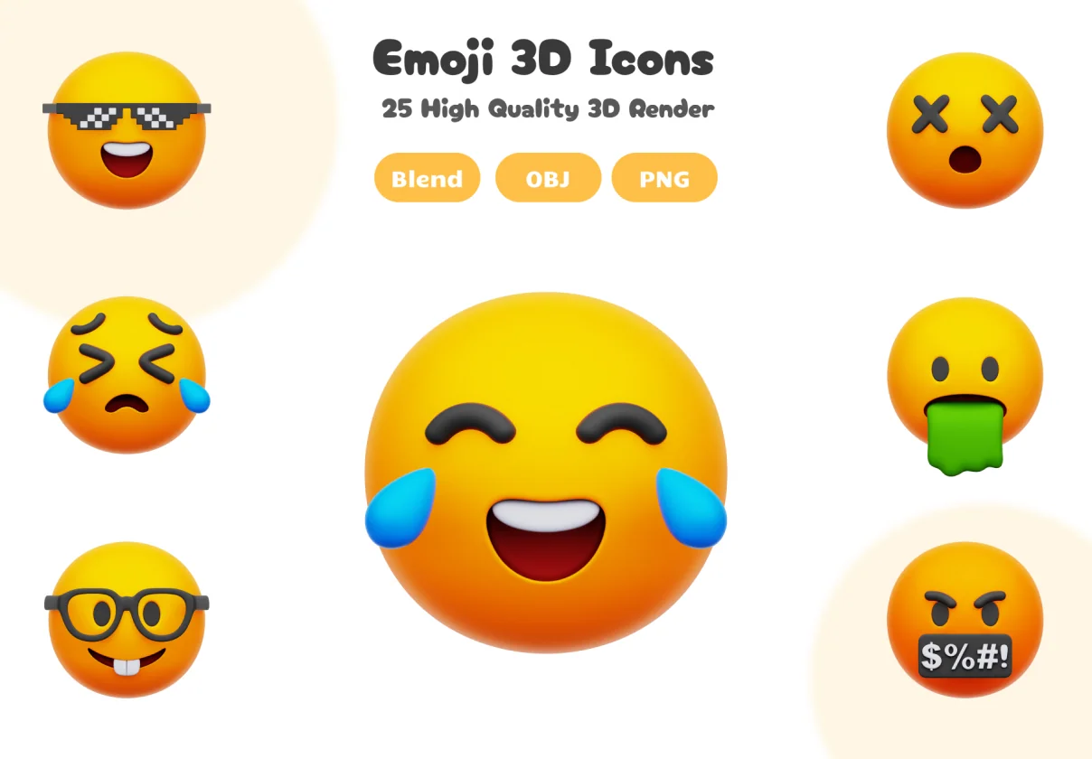 Emoji 3D Icons Set
