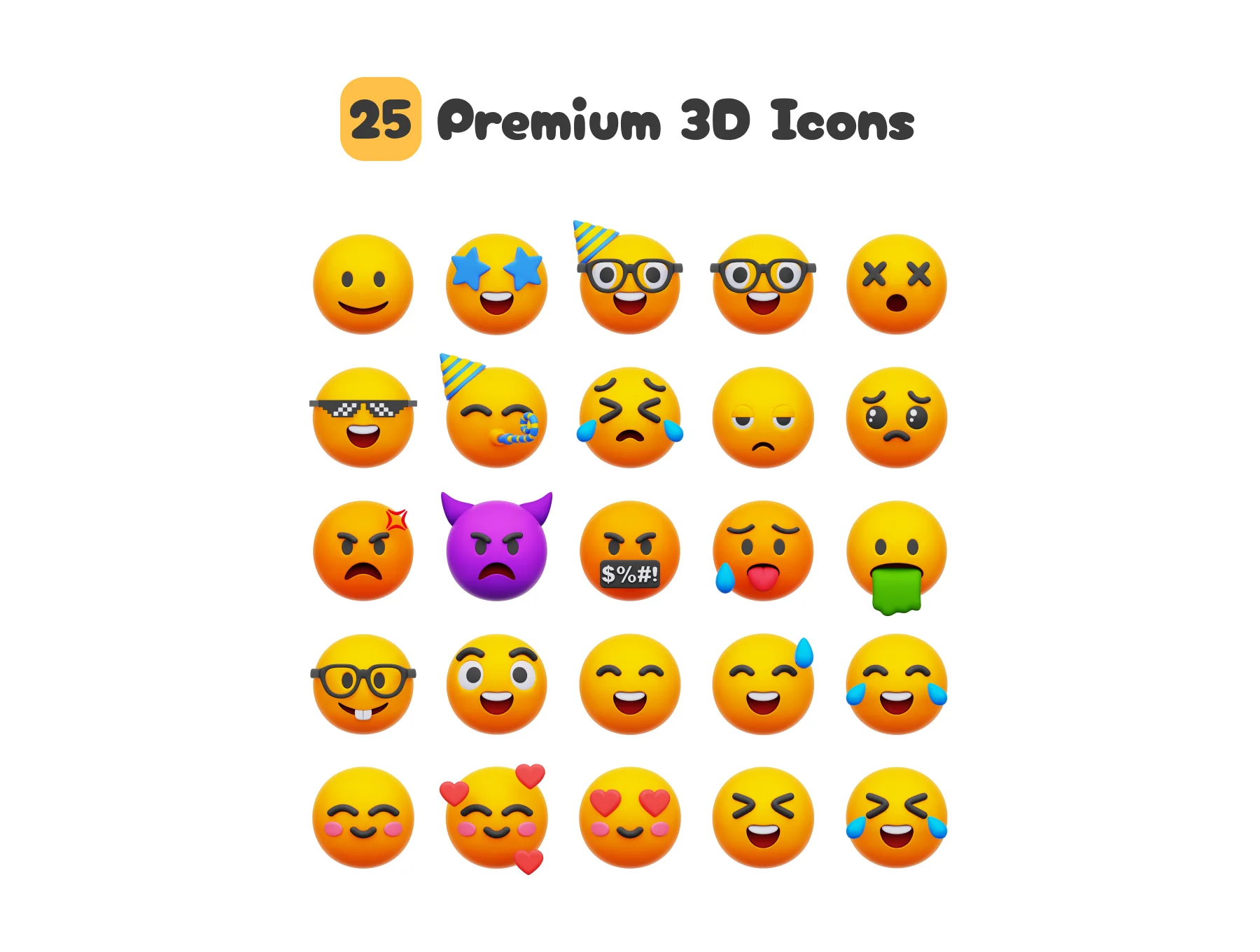 Emoji 3D Icons Set 5