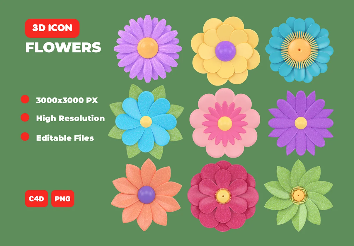 Flowers 3D Icon Pack