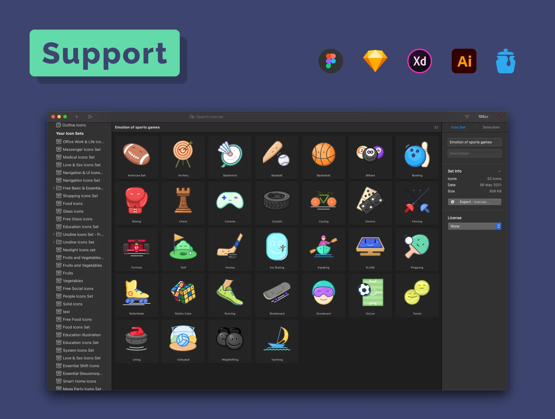 Emotion of sports games icons set 5