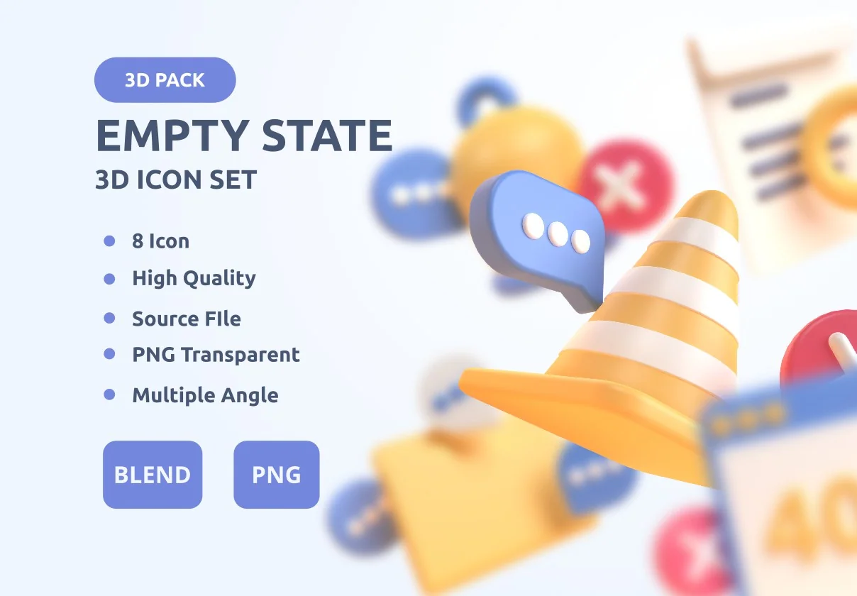 Empty State 3D Icon Set
