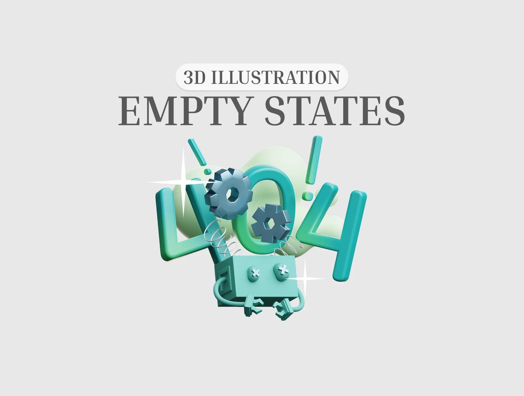 Empty States 3D Illustration