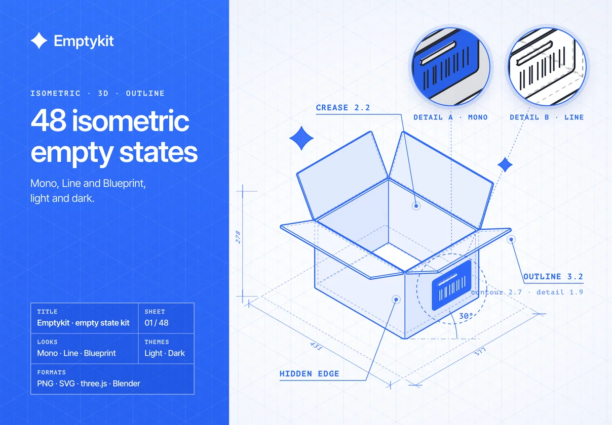 Emptykit: 48 Isometric 3D Empty State Illustrations