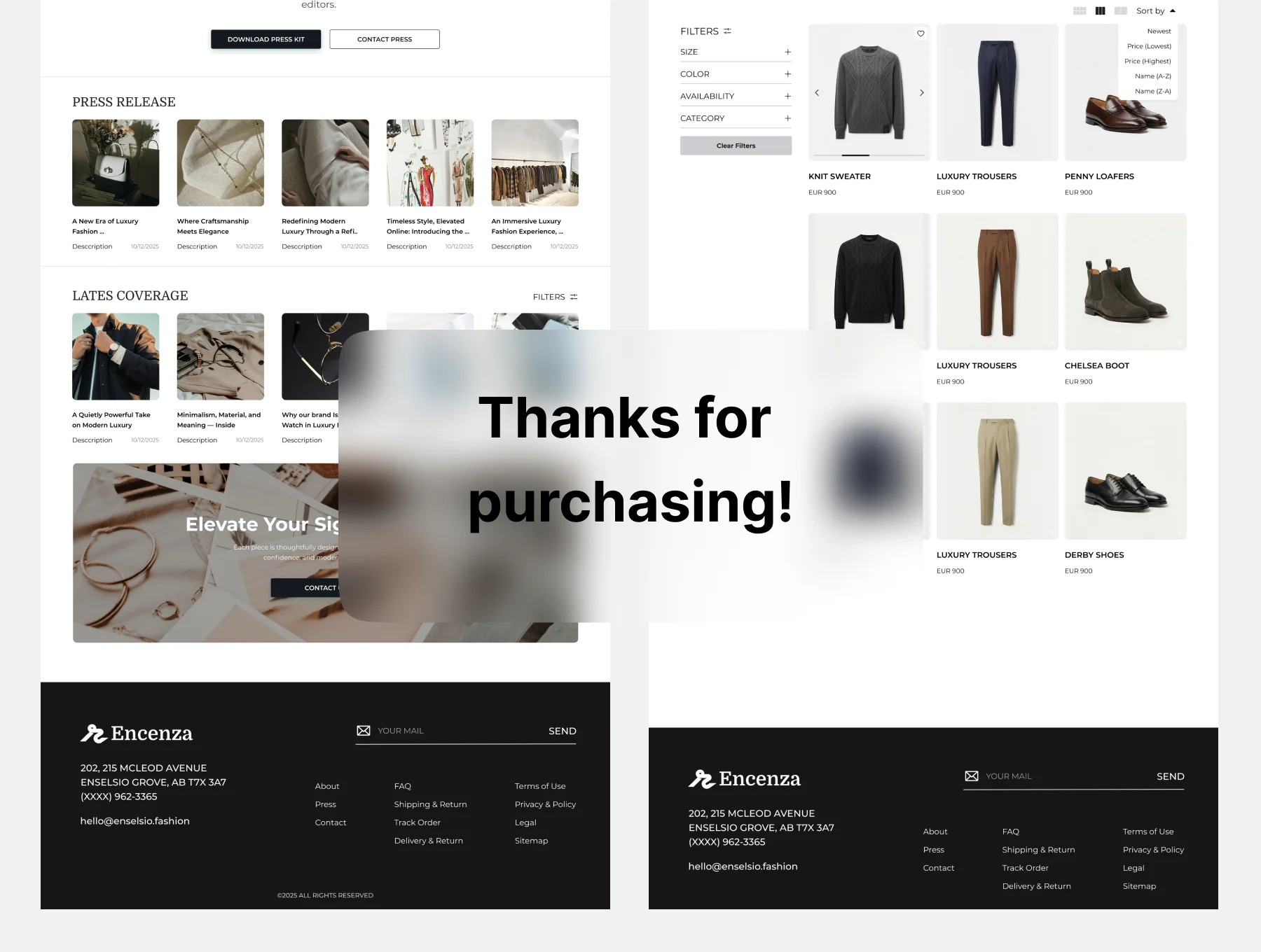 Encenza — Fashion E-Commerce Website UI Kit 6