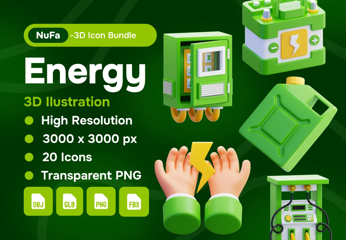 Energy 3D Icon Set