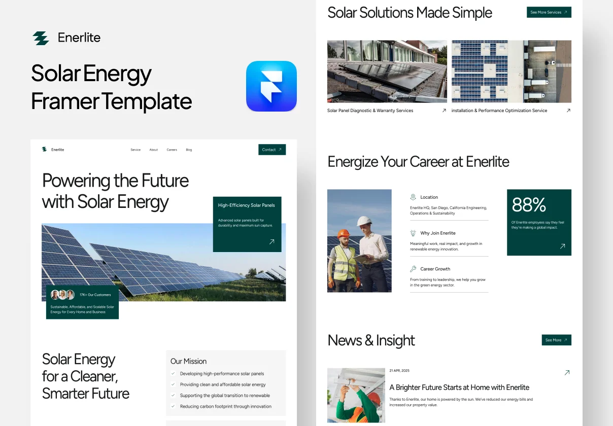 Enerlite - Solar & Renewable Energy Company Framer Template