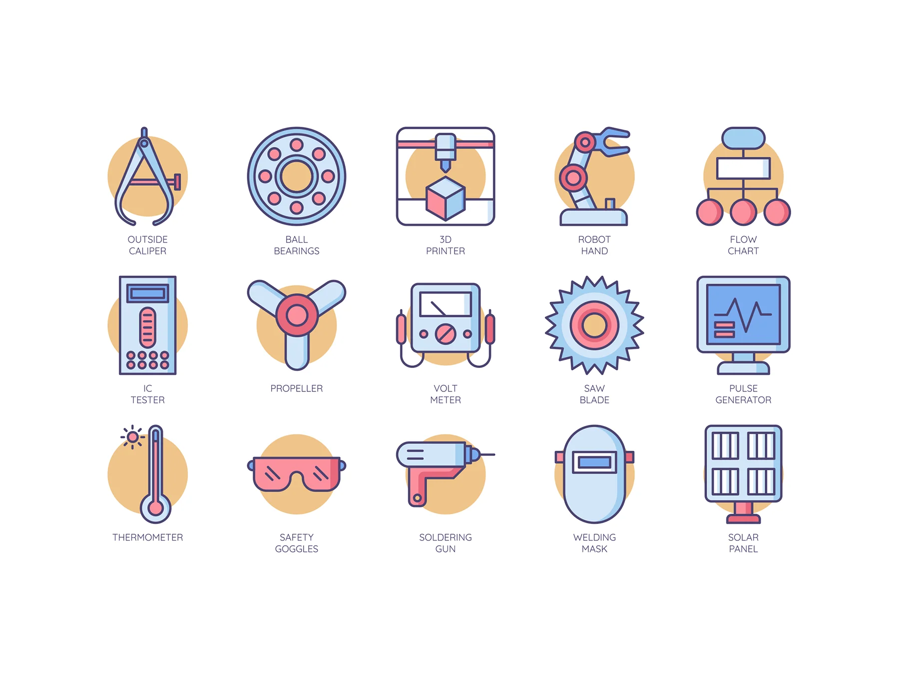 70 Engineering Icons | Butterscotch Series 5