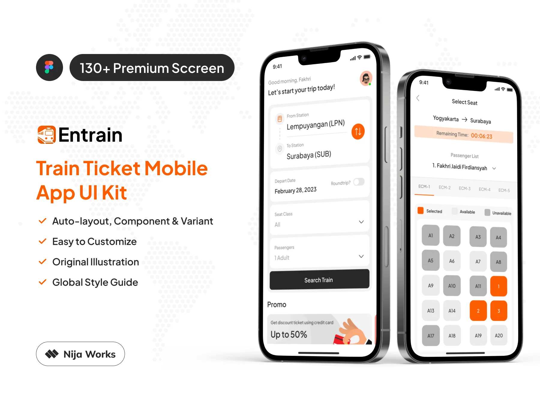 Entrain - Train Ticket Mobile App UI Kit