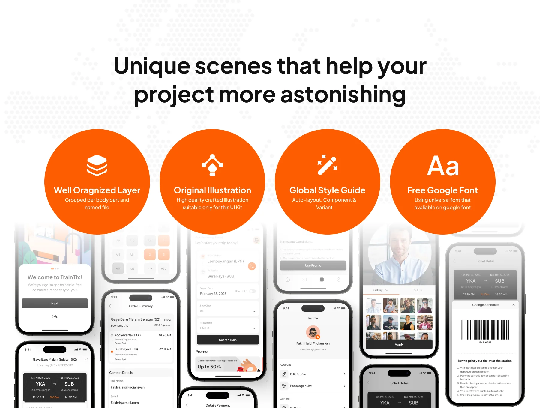 Entrain - Train Ticket Mobile App UI Kit 2