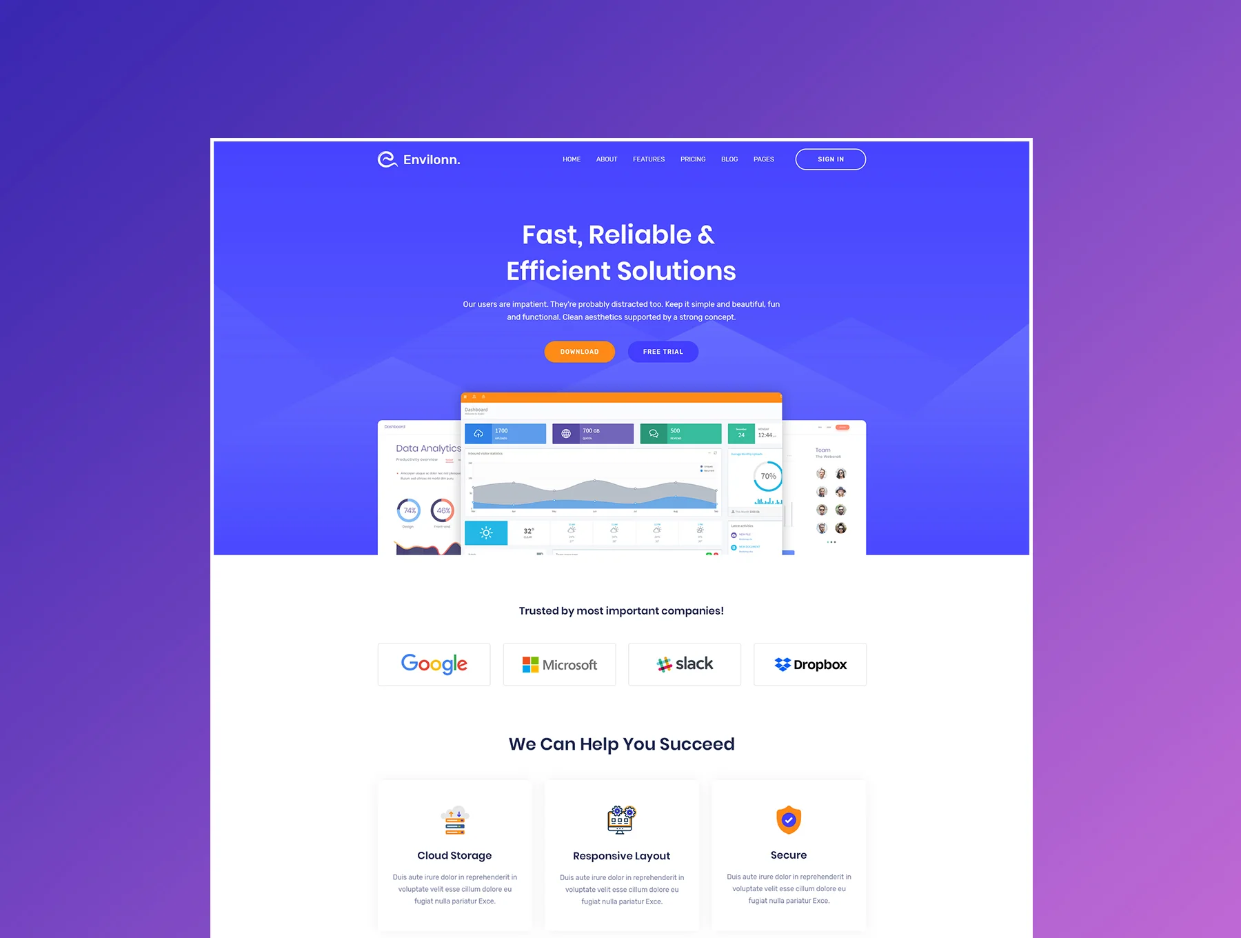 Envilonn – Saas, Software & App Landing Page 3