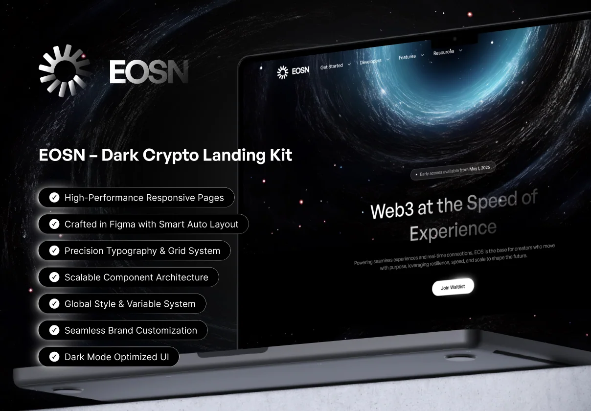 EOSN – Dark Crypto Landing Kit