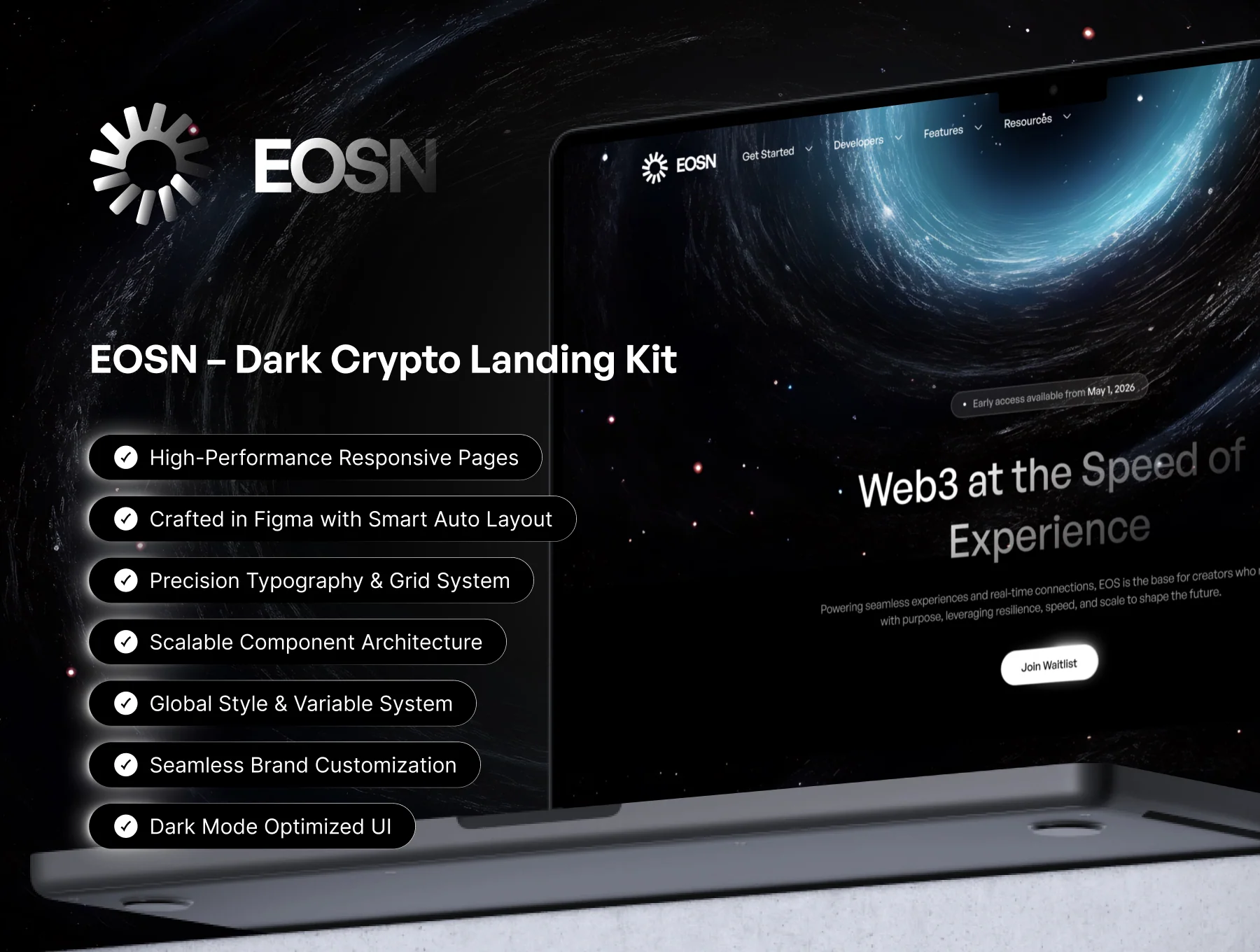 EOSN – Dark Crypto Landing Kit