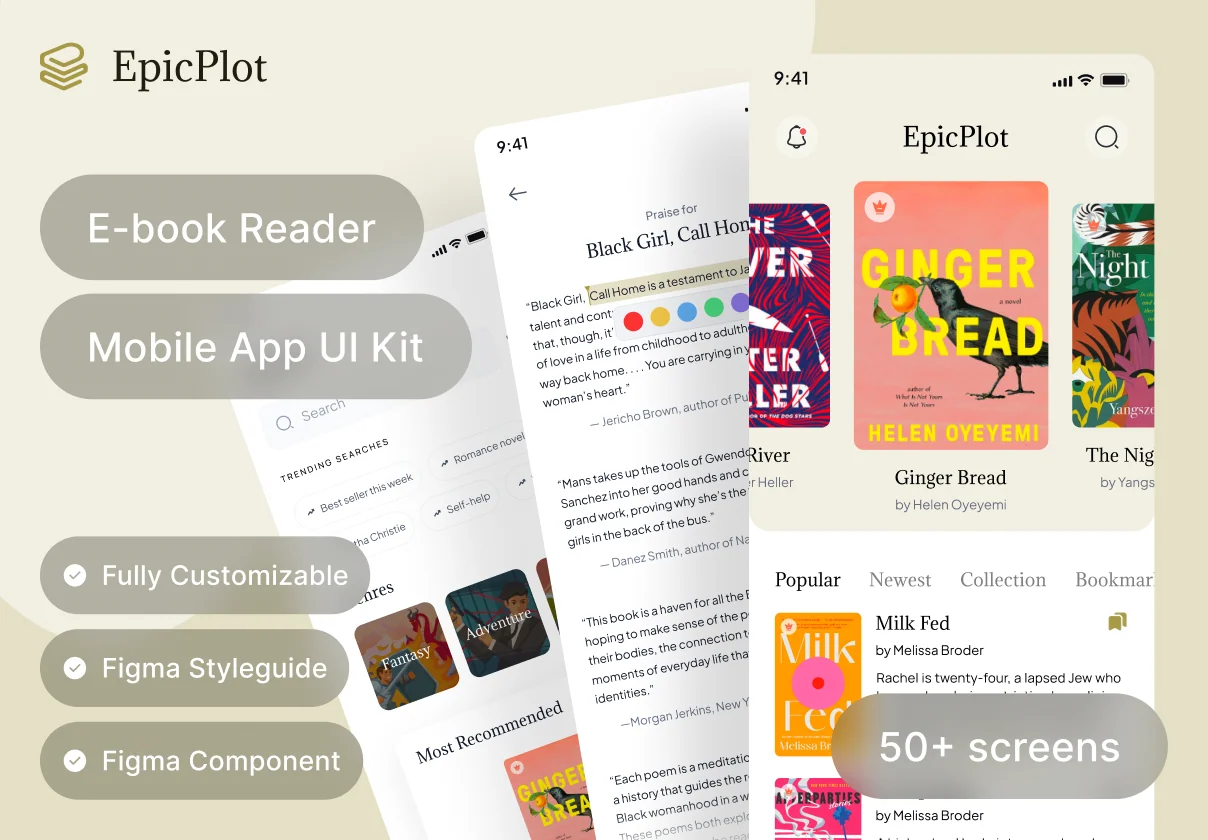 Epicplot - Ebook and Novel Reader UI Kit Template