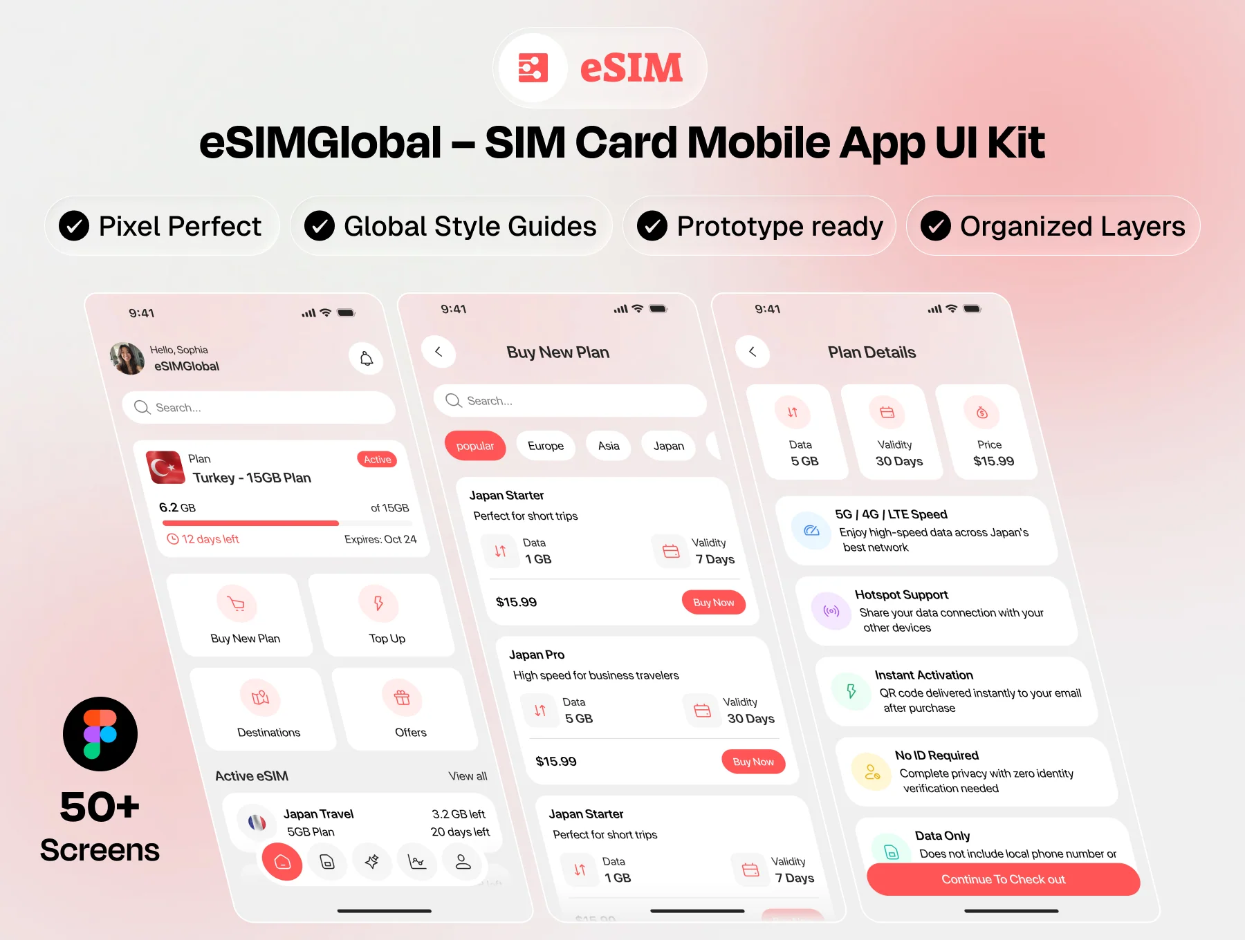 eSIMGlobal – SIM Card Mobile App UI Kit