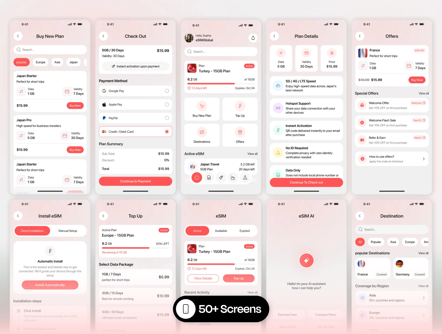 eSIMGlobal – SIM Card Mobile App UI Kit 4